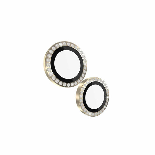 KS053074 Aluminum Ring Lens Protector iPhone 15/15 Plus Set In Stone Gold